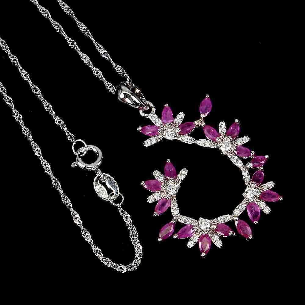 Rubin Anhänger mit Halskette Silber - INARA