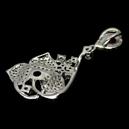 Rubin Smaragd Blume Anhänger Silber weißvergoldet - INARA