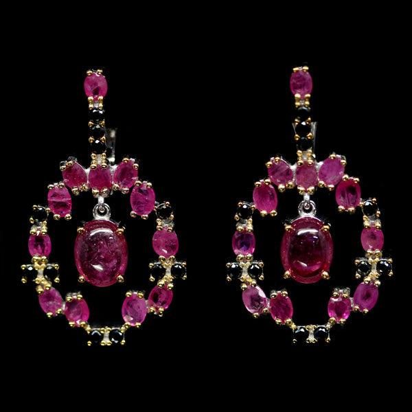Rubin Spinell Ohrringe aus bicolor vergoldetem Silber - INARA