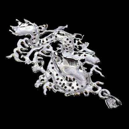 Saphir Chromdiopsid Amethyst Drache Anhänger aus bicolor vergoldetem Silber - INARA