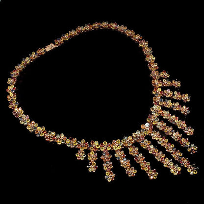Mehrfarbiges Saphir Collier aus rosévergoldetem Silber - INARA