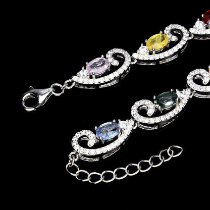 Saphir Herz Armband aus weißvergoldetem Silber - INARA