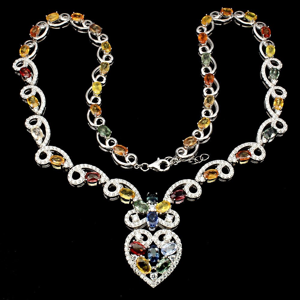 Saphir Herz Collier Silber - INARA