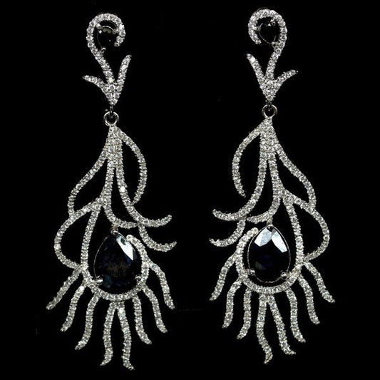 Saphir Pfauenfeder Ohrringe Silber - INARA