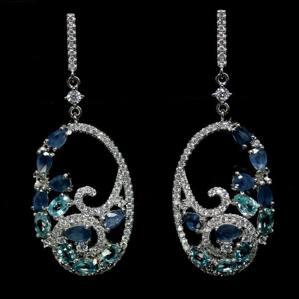 Saphir Zirkon Ohrringe Silber - INARA