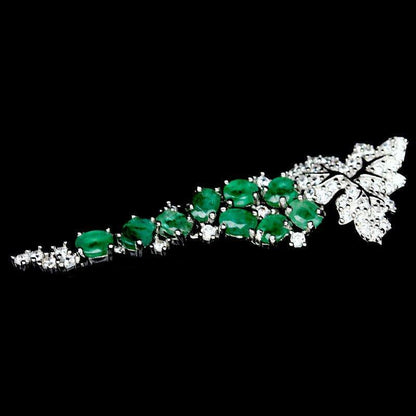 Smaragd Anhänger aus weißvergoldetem Silber - INARA