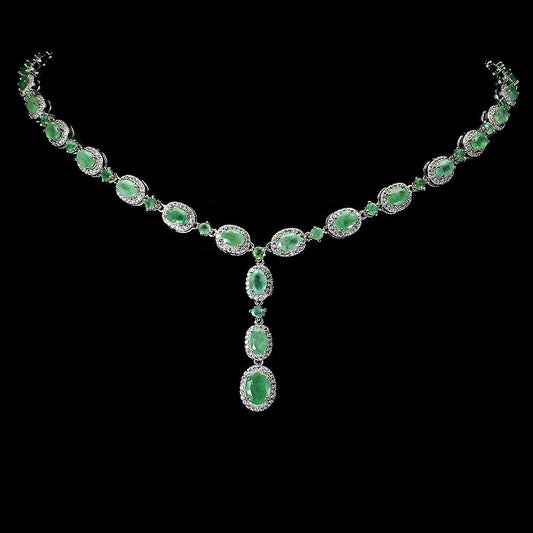 Smaragd Collier aus weißvergoldetem Silber - INARA