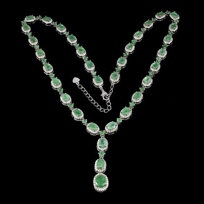 Smaragd Collier aus weißvergoldetem Silber - INARA