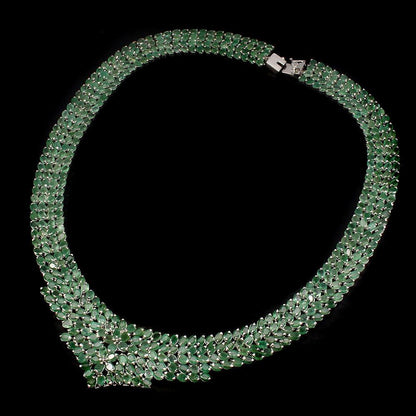 Smaragd Collier aus weißvergoldetem Silber - INARA