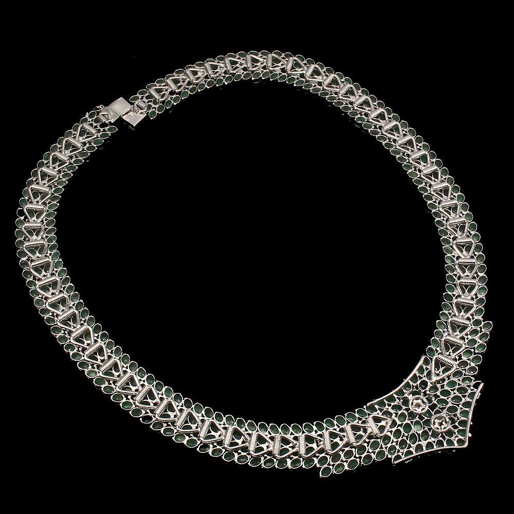 Smaragd Collier aus weißvergoldetem Silber - INARA