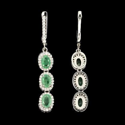 Smaragd Ohrringe aus weißvergoldetem Silber - INARA