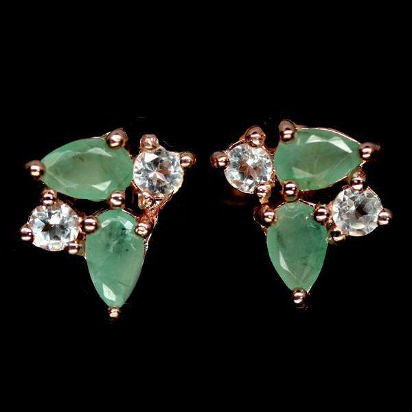 Smaragd Ohrringe aus rosévergoldetem Silber - INARA