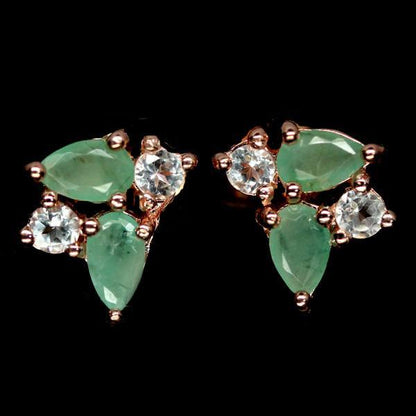 Smaragd Ohrringe aus rosévergoldetem Silber - INARA