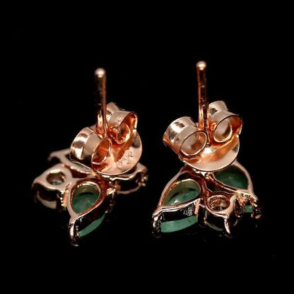 Smaragd Ohrringe aus rosévergoldetem Silber - INARA