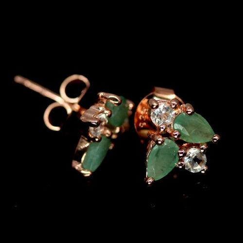 Smaragd Ohrringe aus rosévergoldetem Silber - INARA