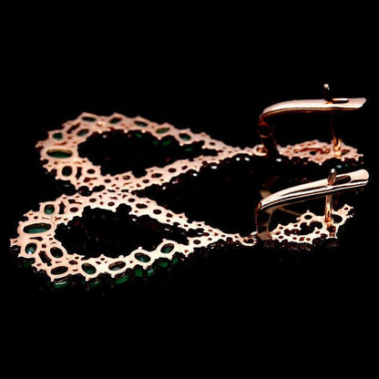 Smaragd Rubin Saphir Ohrringe aus rosévergoldetem Silber - INARA