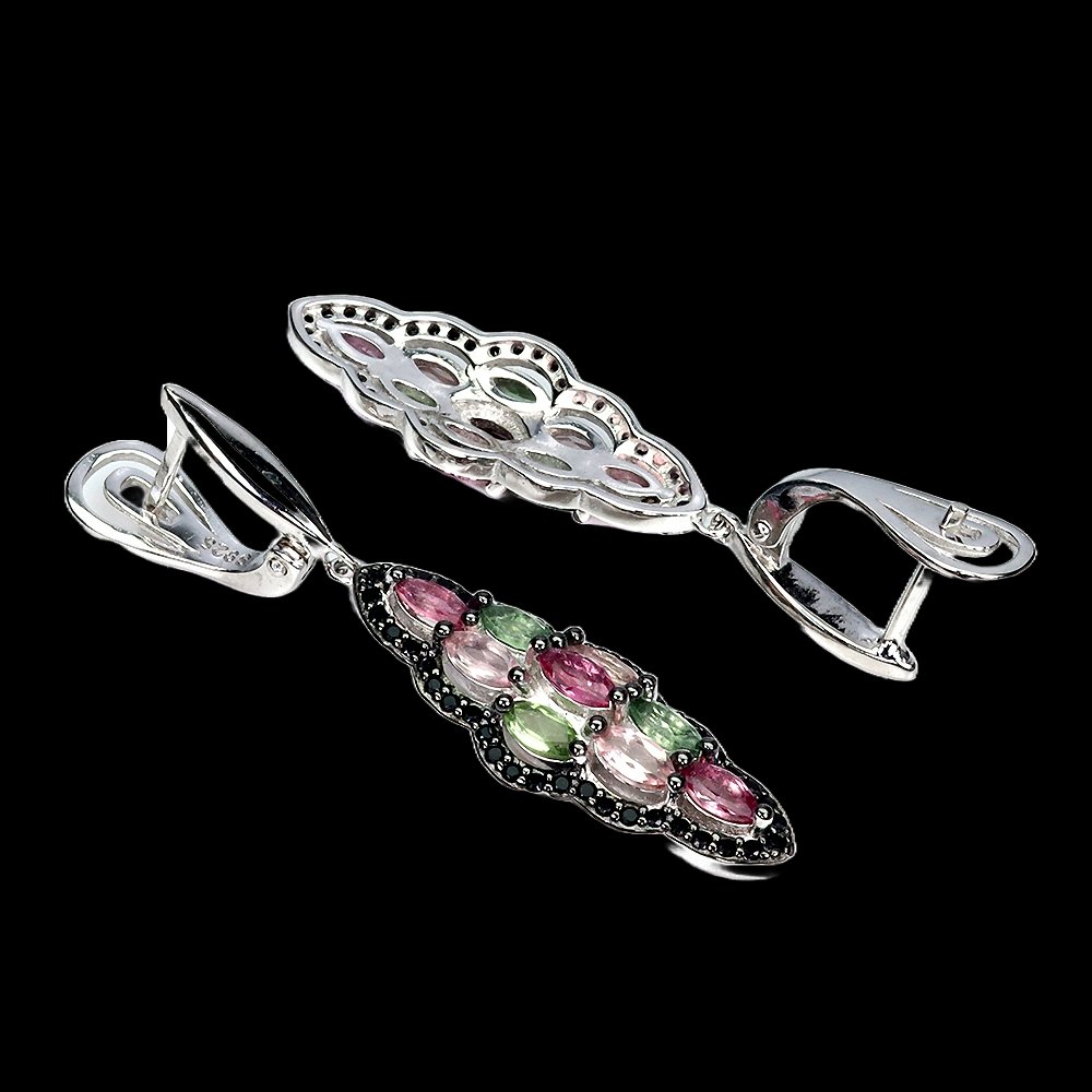 Turmalin Spinell Ohrringe aus weißvergoldetem Silber - INARA