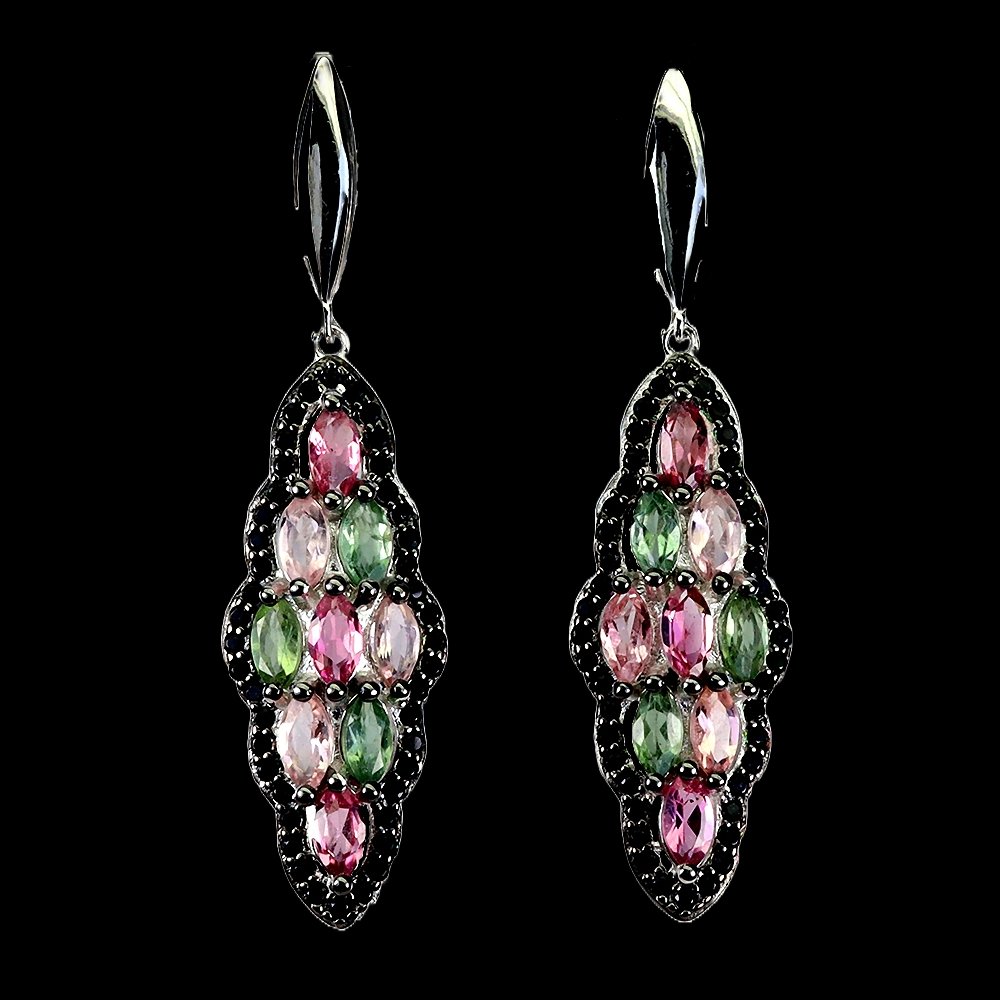 Turmalin Spinell Ohrringe aus weißvergoldetem Silber - INARA