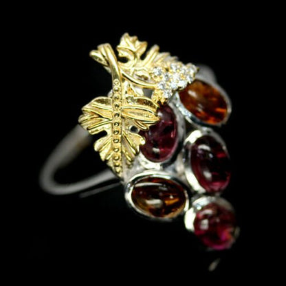 Turmalin Weintraube Ring aus bicolor vergoldetem Silber - INARA