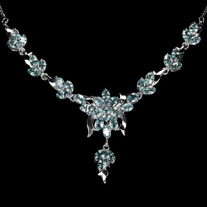 Zirkon Collier aus weißvergoldetem Silber - INARA