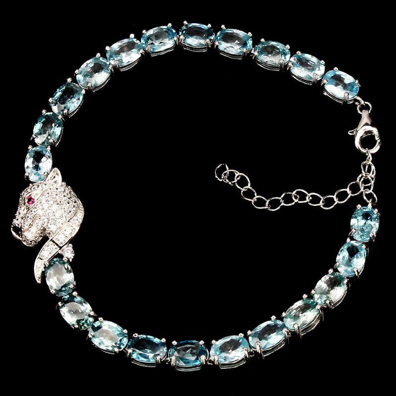 Zirkon Raubkatze Armband aus weißvergoldetem Silber - INARA