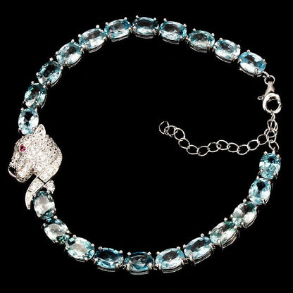 Zirkon Raubkatze Armband aus weißvergoldetem Silber - INARA