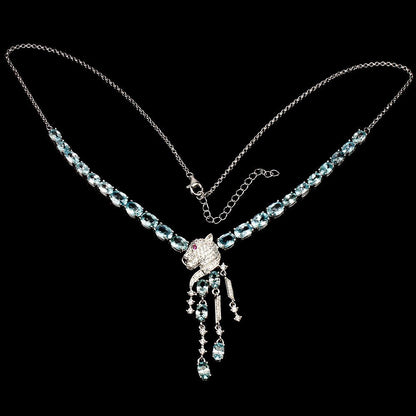 Zirkon Raubkatze Collier aus weißvergoldetem Silber - INARA