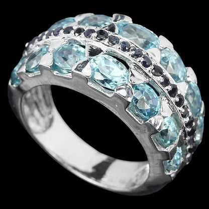 Zirkon Saphir Ring aus weißvergoldetem Silber - INARA
