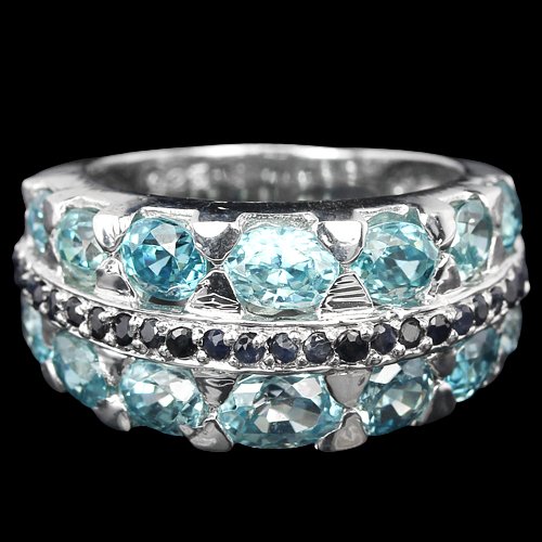Zirkon Saphir Ring aus weißvergoldetem Silber - INARA